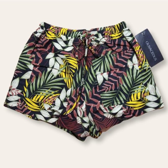 Olivaceous Pants - Olivaceous Black Tropical Print Shorts, Small/S NWT New